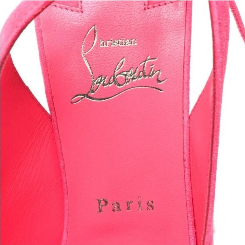 NWT CHRISTIAN LOUBOUTIN Pink Lace Up NVP Suede Peep-toe Sandal EU 39.5 US 8.5 - Picture 9 of 9
